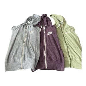 Bundle of 3 Nike Hoodies in Gray, Purple, and Green